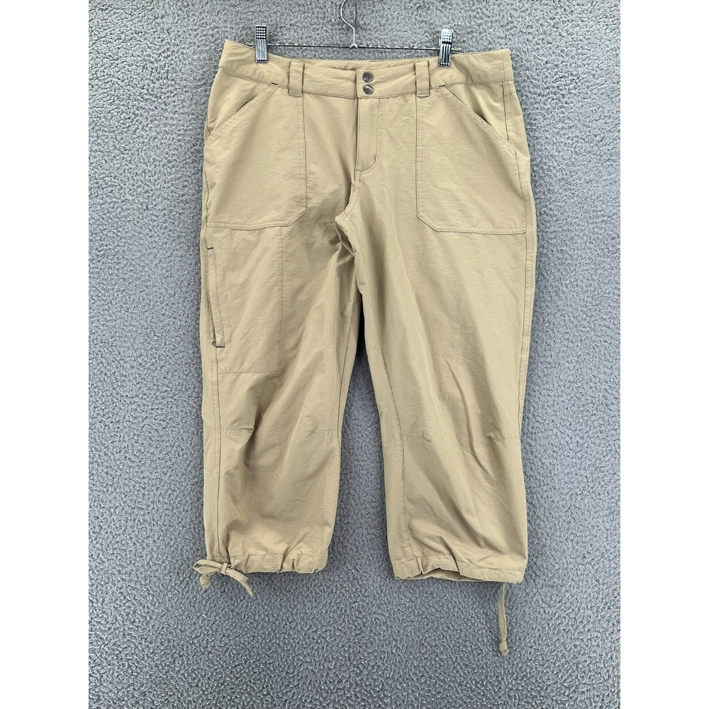 PATAGONIA Borderless Capri Pants Womens Sz 12 Khaki Beige Hiking Outdoor READ
